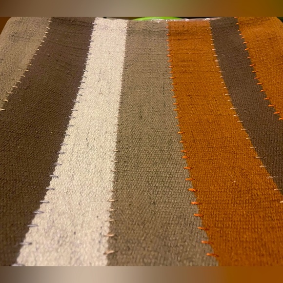 New Pottery Barn Miller Striped Handwoven Wool Pillow Cover, Warm Colors, 20” - Picture 7 of 16